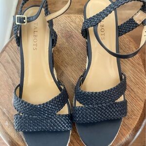 Talbots Women's Navy Woven Wedge Sandals Size 8.5